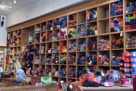 Wall of yarn at The Quilted Skein, La Grange, Texas